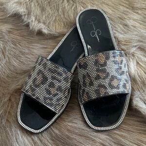 Jessica Simpson Leopard Rhinestone Sandals